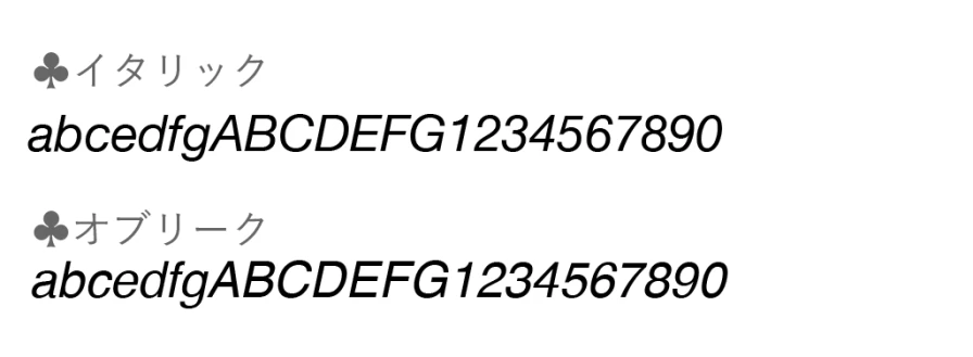 オブリーク体とイタリック体